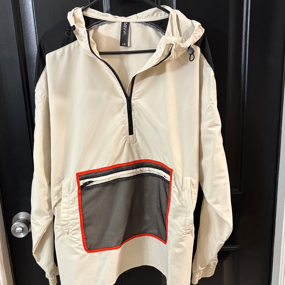 Ladies Savvi brand Windbreaker Cream & Black size large